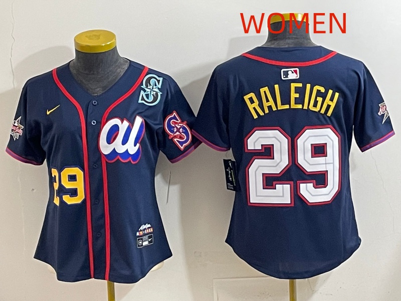 Women  2025 Seattle Mariners #29 Raleigh dark Blue All star Nike MLB Jersey style 003